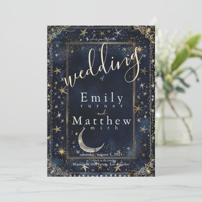 Invitation Starry Night Romance Mariage (Debout devant)