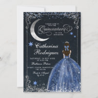 Starry Night Silver et Dark Blue Quinceanera