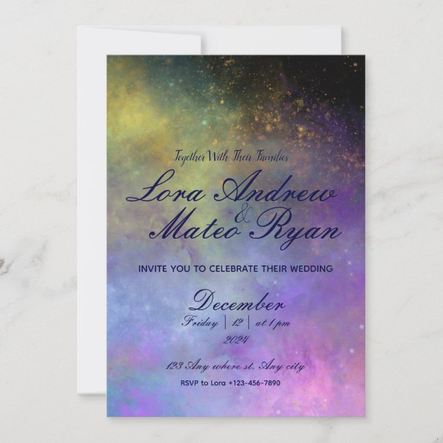 Invitation Starry Night Sky - Mariage élégant (Devant)