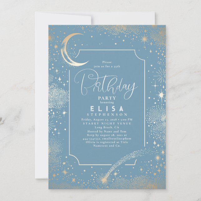 Invitation Starry Night Sky Moon Mystical Celestiday (Devant)