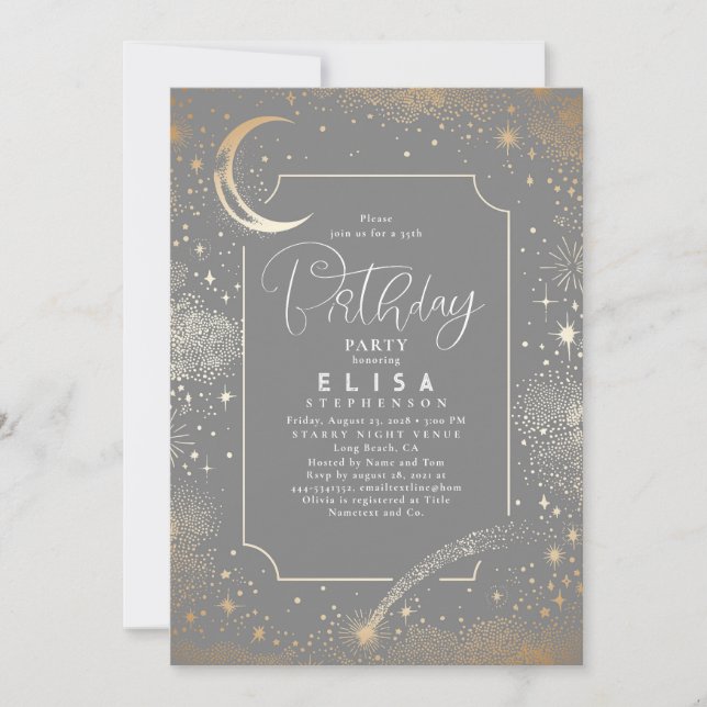 Invitation Starry Night Sky Moon Mystical Celestiday (Devant)