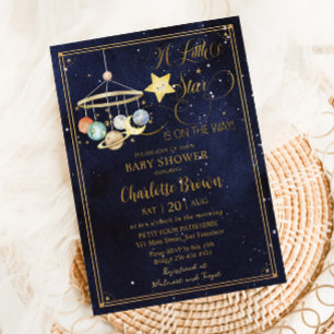 Invitation Starry Night Sky Planètes Little Star Baby shower