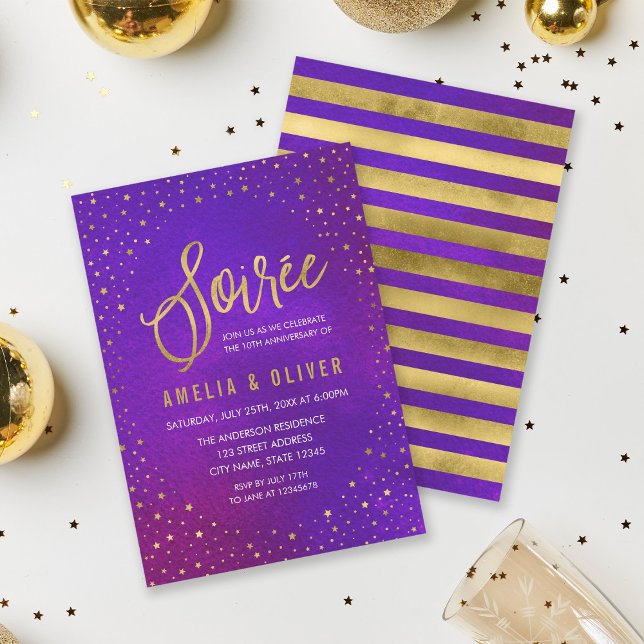 Invitation Starry Purple Chaque Année Soiree Anniversaire (Créateur téléchargé)
