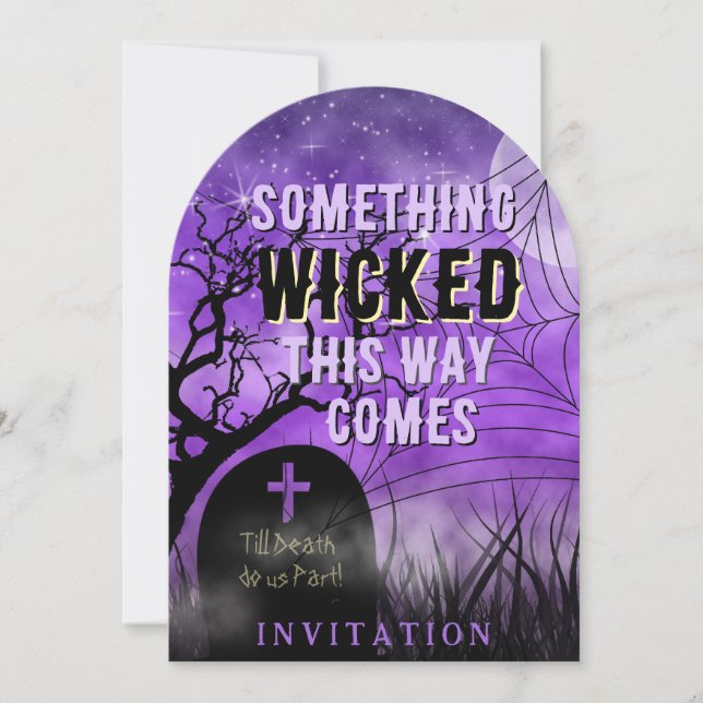 Invitation Starry Purple Goth Graveyard Pleine lune Wicked (Devant)