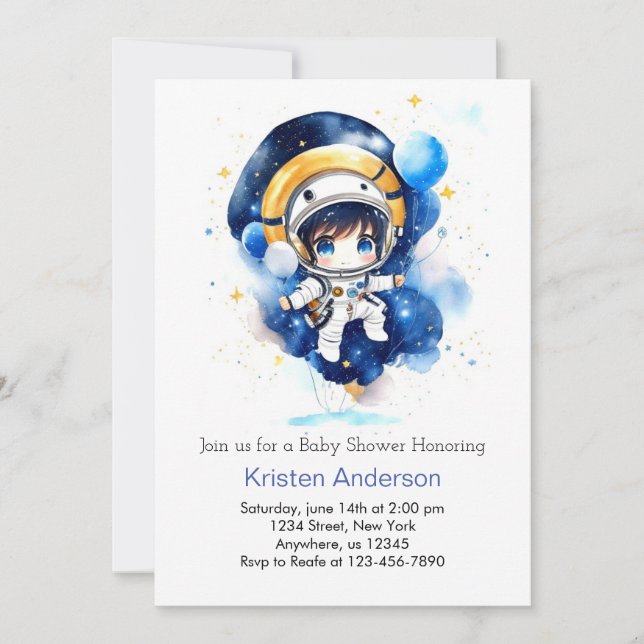 Invitation Starry Space Magic Boy Baby shower (Devant)
