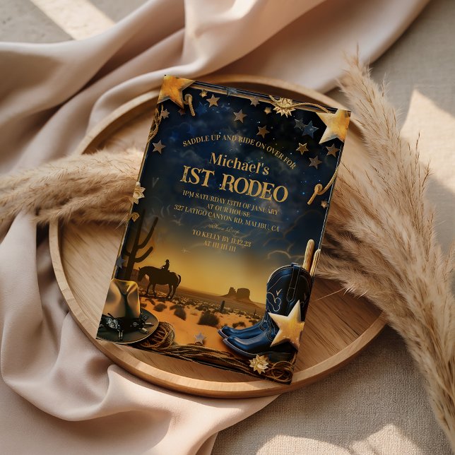 Invitation Starry Western Cowboy 1st Birthday Rodeo (Créateur téléchargé)