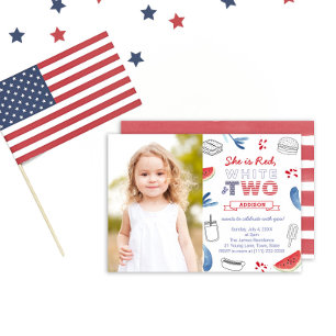 Invitation Stars and Stripes 2e Anniversaire Party PhotoCard