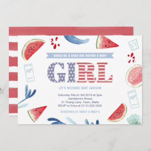 Invitation Stars and Stripes Co-ed Baby shower for Girl
