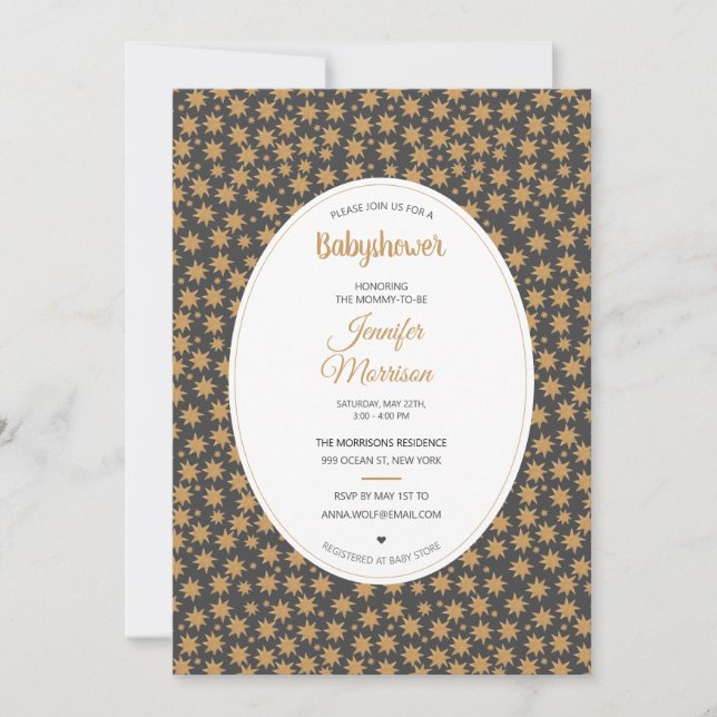 Invitation Stars Celestial Magie Boho Baby shower Or (Devant)