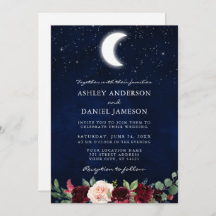 Invitation Stars de lune Mariage céleste Photo florale Retour