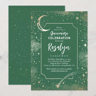 Invitation Stars d'or céleste et Quinceanera nocturne de la l