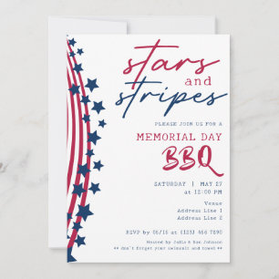Invitation Stars et rayures American Flag Memorial Day BBBQ