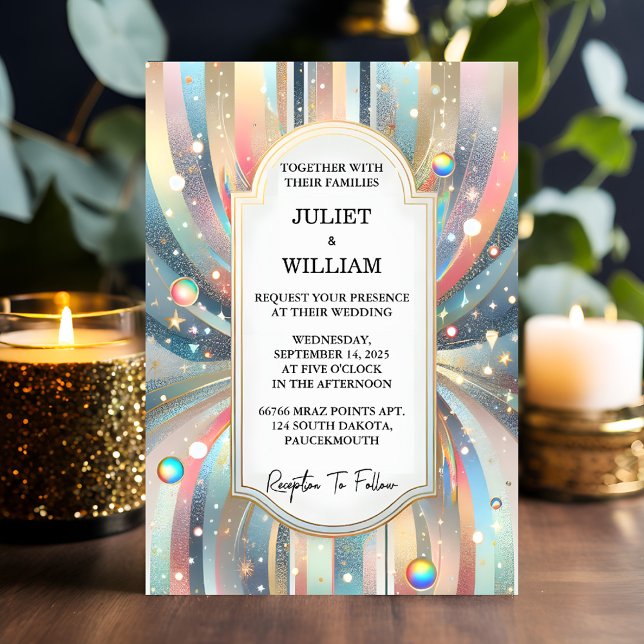 Invitation Stars Glam Bright Pastel Ombre Mariage Parties sci (Créateur téléchargé)