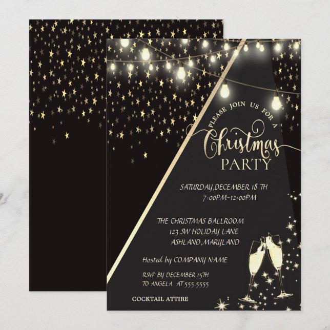 Invitation Stars, Lights, Soirée de Noël de la société des ve (Devant / Derrière)