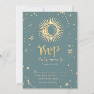 Invitation Stars Solaire Or Celestin Étoiles Mint Green RSVP