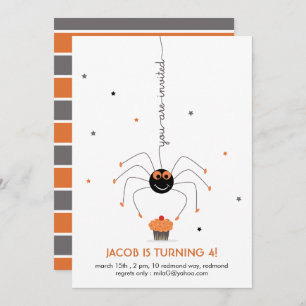 Invitation Stars Spider et un cupcake Anniversaire blanc
