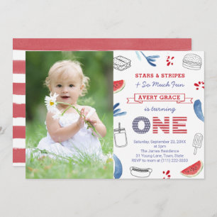 Invitation Stars & Stripes Et Tellement Amusants 1Er Annivers