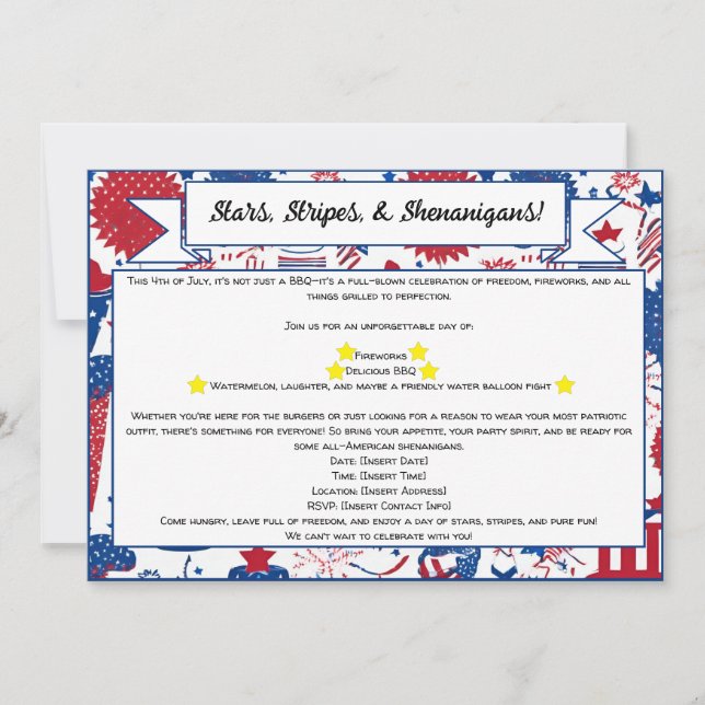 Invitation Stars, Stripes, & Shenanigans (Devant)