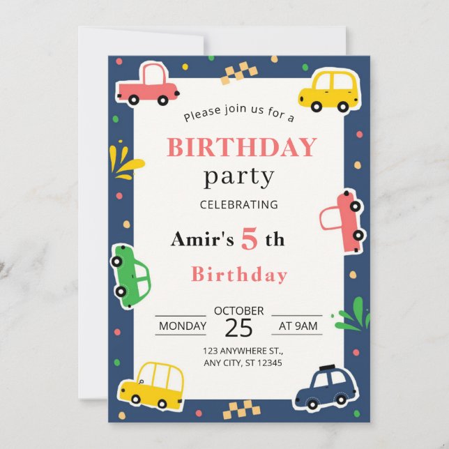 Invitation Start Your Engines for a Birthday Adventure (Devant)