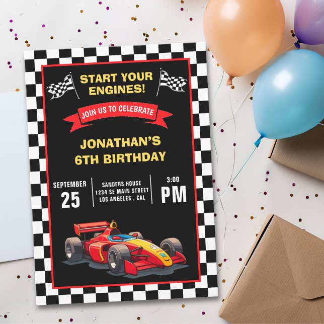 Invitation Start Your Engines! Fun Racing Driver Birthday Boy (Créateur téléchargé)