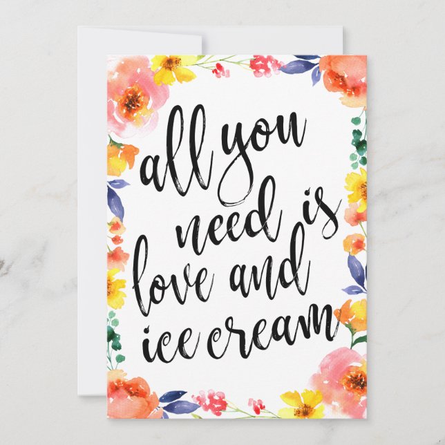 Invitation Station de glace abordable enseigne florale (Devant)