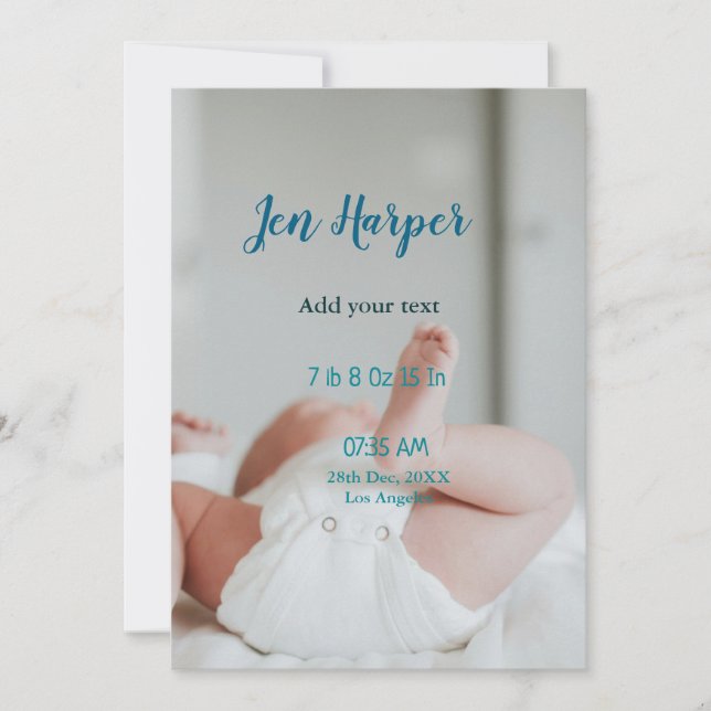 Invitation Statistiques de naissance de bébé ajoutent un nom  (Devant)