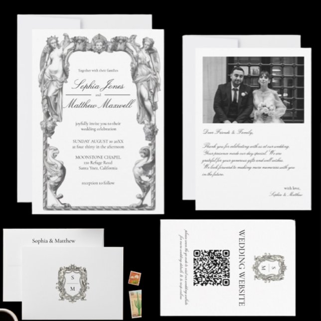 Invitation Statue Baroque Vintage Art Fin Renaissance (Créateur téléchargé)