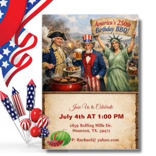 Invitation Statue de la Liberté BBQ 250 ans d'Amérique