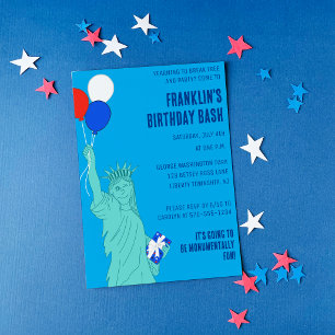 Invitation Statue de la Liberté de dessin animé patriotique p