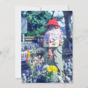 Invitation Statue de moine Jizo avec bib et casquette - Japon