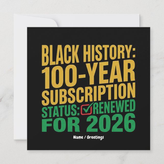 Invitation Statut d'abonnement à l'histoire noire de 100 ans  (Devant)