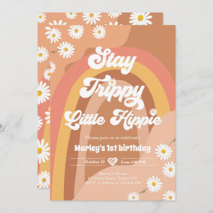 Invitation Stay Trippy Little Hippie Retro Daisy Anniversaire