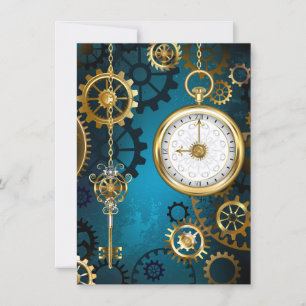 Invitation Steampunk Arrière - plan turquoise avec Gears