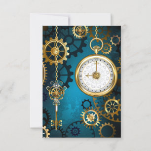 Invitation Steampunk Arrière - plan turquoise avec Gears