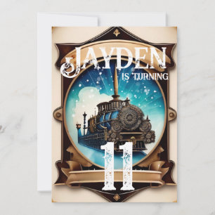 Invitation Steampunk Blue Gold Anniversaire de fête Invitatio