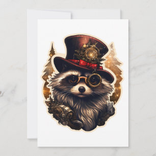 Invitation Steampunk Christmas Raccoon