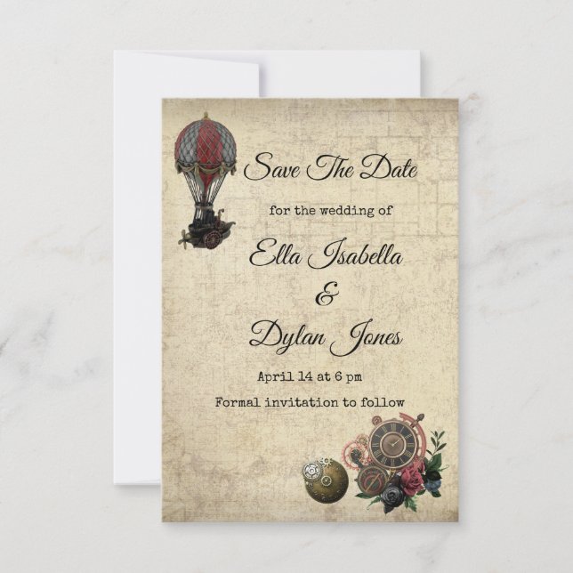 Invitation Steampunk Enregistrer la date Annonce (Devant)