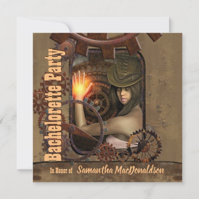 Invitation Steampunk fille bachelorte (Devant)