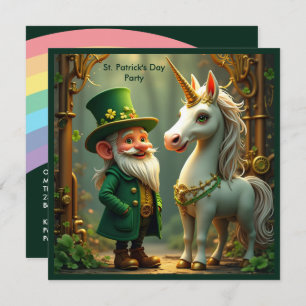 Invitation Steampunk Gnome-Leprechaun Unicorn Jour de la Sain