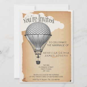 Invitation Steampunk Hot Air Balloon Réception Mariage