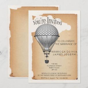 Invitation Steampunk Hot Air Balloon Réception Mariage