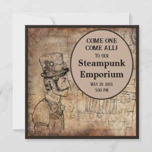 Invitation Steampunk Inventeur Top Hat Personnalisé Événement