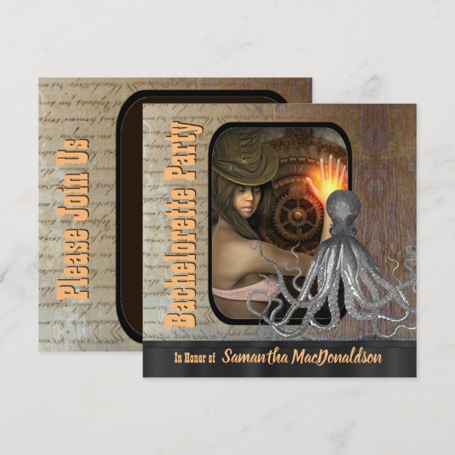 Invitation Steampunk kraken (Devant / Derrière)