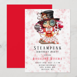 Invitation Steampunk Preteen Girl Anniversaire de fête Invita