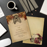 Invitation Steampunk Science-fiction gothique Floral Annivers<br><div class="desc">Créez un style unique avec ce steampunk, design d'anniversaire d'imaginaire. Science-fiction gothique cage de côtes humaines avec ailes et coeurs de papillon et fond floral. Sur le dos, un crâne avec des fleurs repose sur le bord inférieur orné de fleurs. Tant sur un arrière - plan vintage, grognon et les...</div>