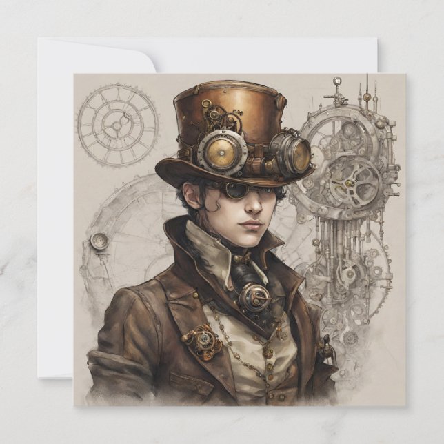 Invitation Steampunk Victorian Gentleman Artwork (Devant)