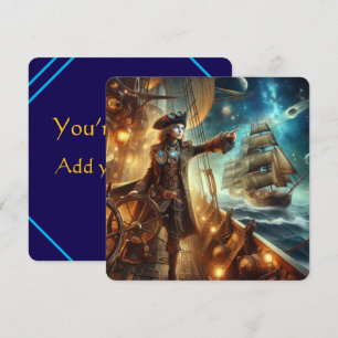 Invitation Steampunk Vintage Victorian Ocean Space Pirate