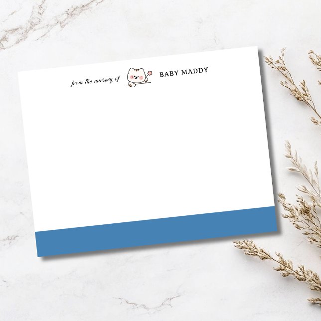 Invitation Steel Blue | Papeterie de naissance pour chat mign (Créateur téléchargé)
