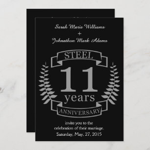 Invitation Steel Eleventh wedding anniversary 11 ans