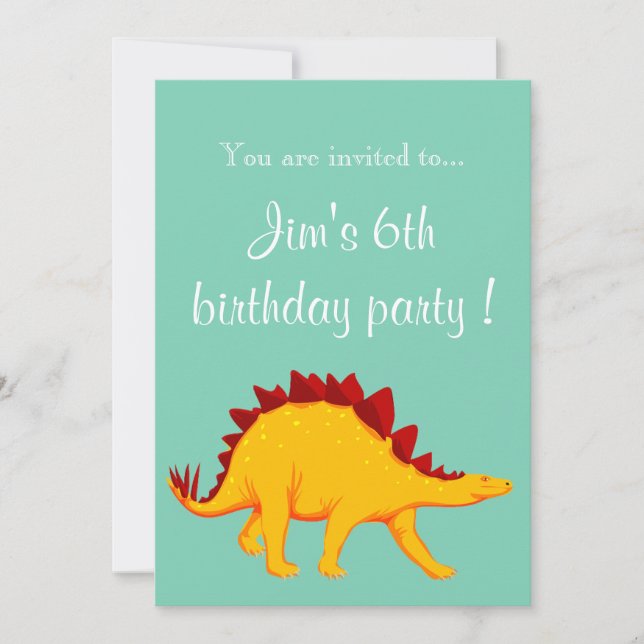 Invitation Stegosaurus dinosaure garçon fête d'anniversaire (Devant)